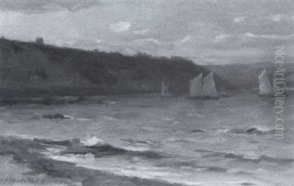 Coastal Scene With Sailboats Oil Painting by Farquhar McGillivray Strachen Knowles