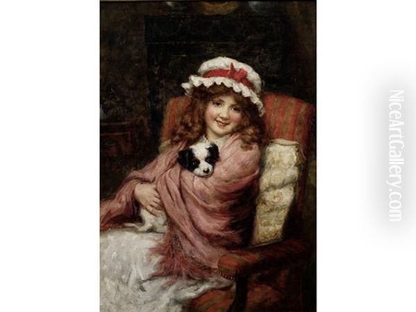 The New Puppy Oil Painting by George Sheridan Knowles