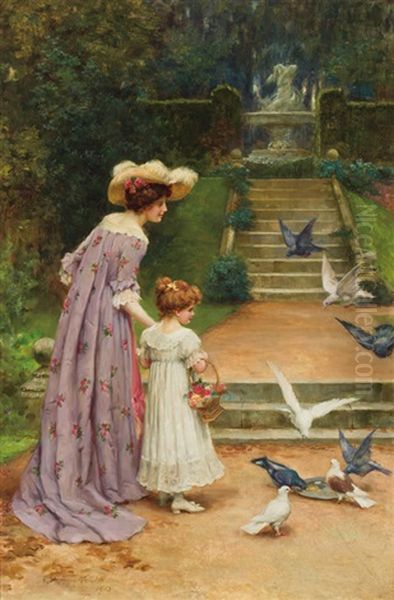 Feeding The Doves Oil Painting by George Sheridan Knowles