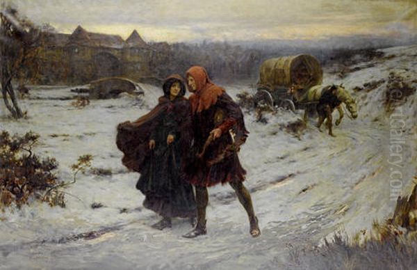 Strolling Players What Care We For Bitter Weather Etc. Oil Painting by George Sheridan Knowles