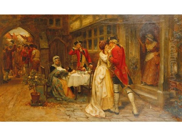 The Red Coats Departure Oil Painting by George Sheridan Knowles