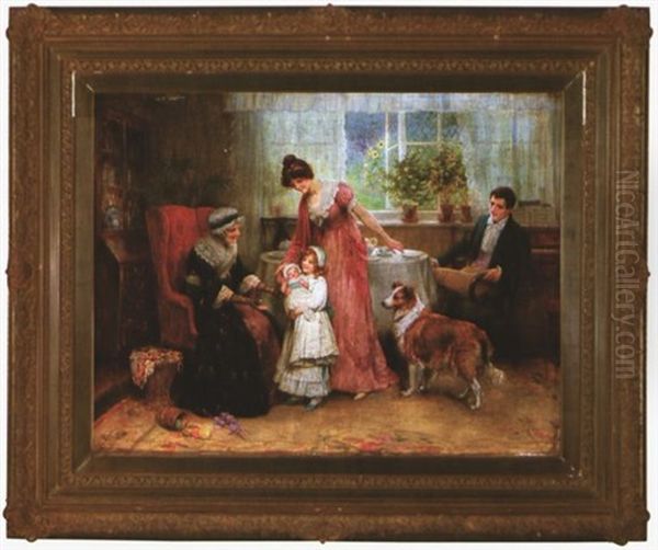 The New Baby Oil Painting by George Sheridan Knowles