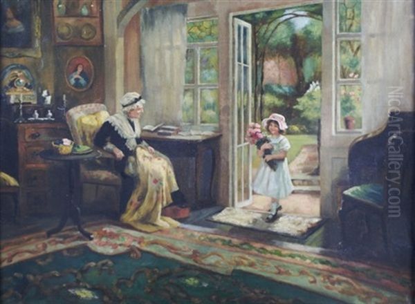 Visiting Grandmother Oil Painting by George Sheridan Knowles