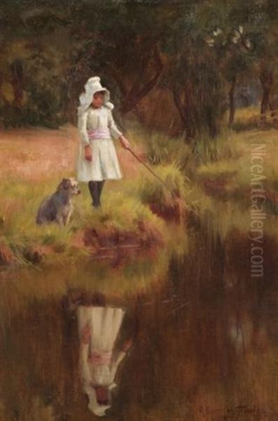 A Walk By The River Oil Painting by George Sheridan Knowles