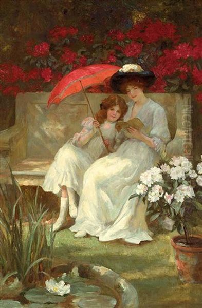 The Red Parasol Oil Painting by George Sheridan Knowles