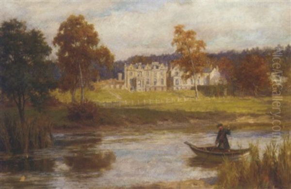 A Scotsman In A Rowing Boat Before A Country House Oil Painting by George Sheridan Knowles