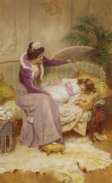 Mother's Comfort Oil Painting by George Sheridan Knowles