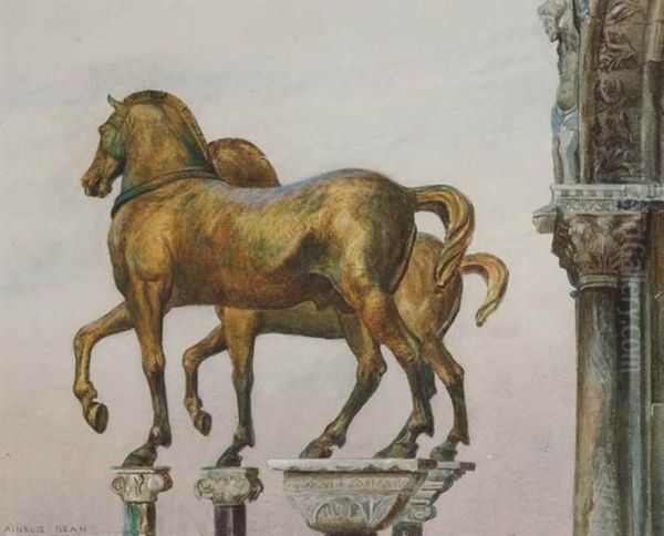 I Cavalli Bronzei Di San Marco Oil Painting by Ainslie H. Bean