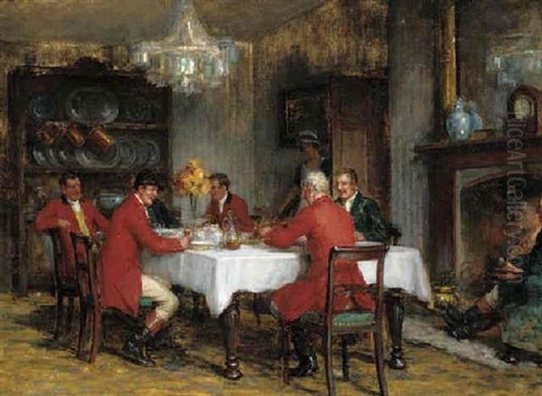 Lunch After The Hunt Oil Painting by George Sheridan Knowles