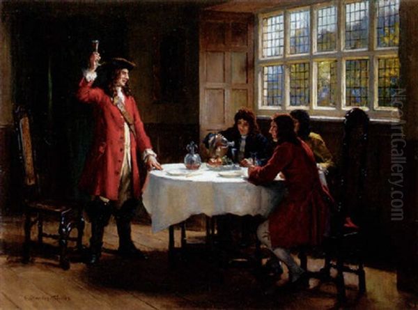 The Toast Oil Painting by George Sheridan Knowles