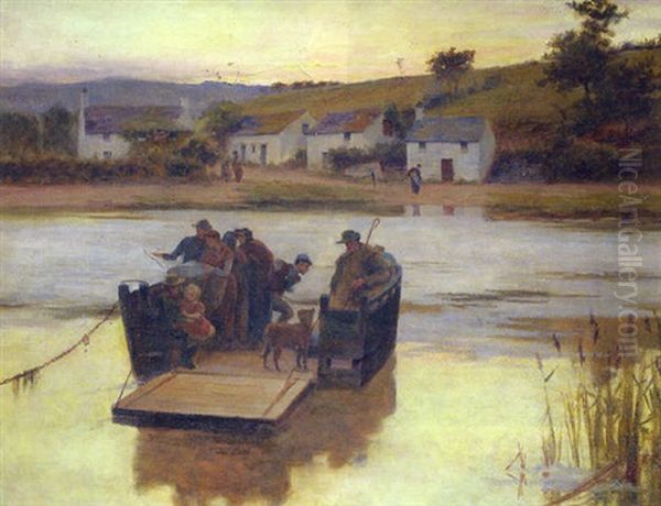 Taly Cafn Ferry, Conway Oil Painting by George Sheridan Knowles