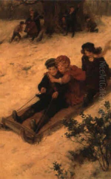 The Sled Ride Oil Painting by George Sheridan Knowles