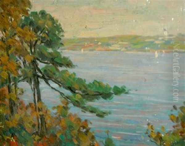 Autumn Seascape (+ Beached Ship; 2 Works) Oil Painting by James Knox