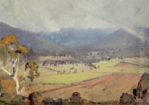 Rain In The Hills, Healesville Oil Painting by William Dunn Knox