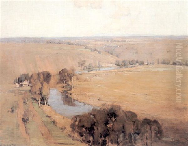 On The River Barwon, Geelong, Victoria Oil Painting by William Dunn Knox