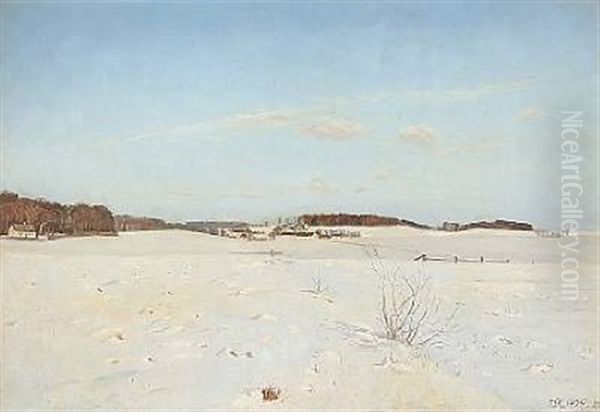 Winter Landscape Oil Painting by Hans Christian Knudsen