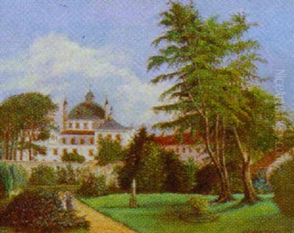 Parti Fra Fredensborg Have Oil Painting by M. R. Rasmine Knudsen