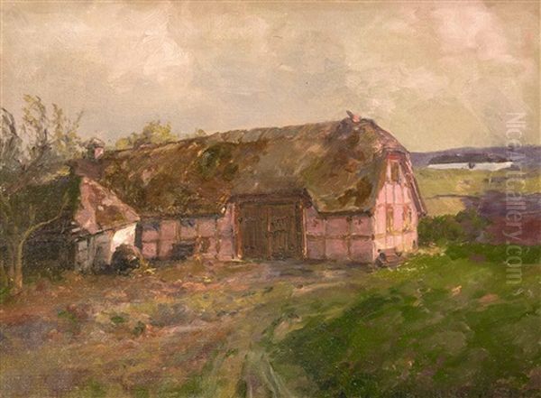 Bauernhaus Im Abendlicht Oil Painting by Peder Jacob Marius Knudsen