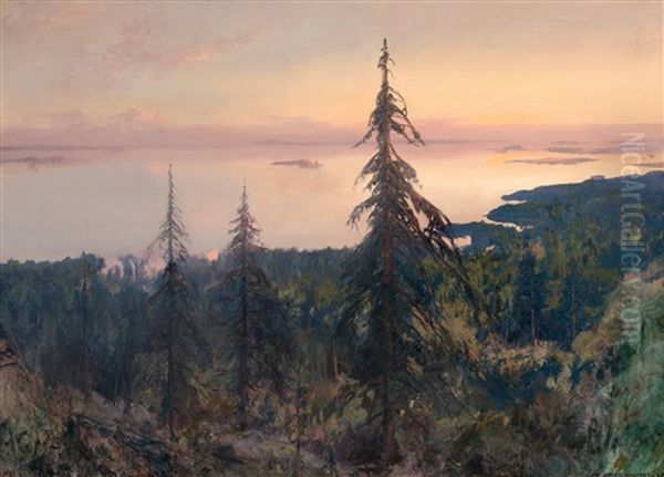 Evening Sun Oil Painting by Peder Jacob Marius Knudsen