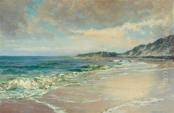 Coastal Scene With High Dunes Oil Painting by Peder Jacob Marius Knudsen