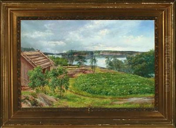 Landscape From Finland Oil Painting by Peder Jacob Marius Knudsen