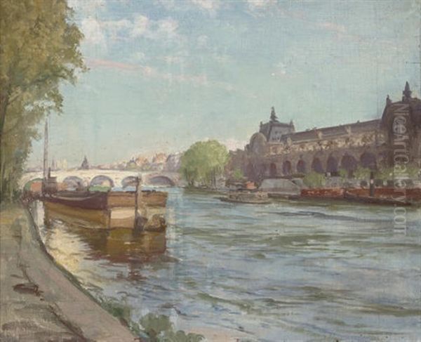 On The Seine Before The Orsay, Paris by Peder Jacob Marius Knudsen