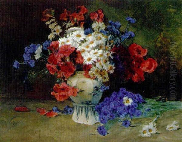 Mohnblumen, Kornblumen Und Margeriten Oil Painting by Peder Jacob Marius Knudsen