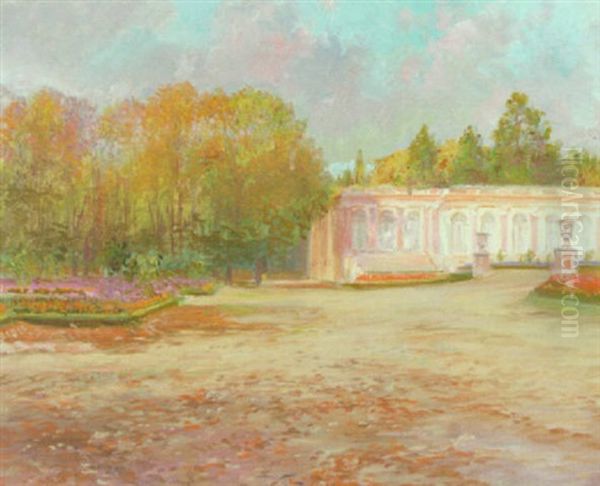 Fra Parken Ved Versailles Med Grand Trianon Oil Painting by Peder Jacob Marius Knudsen