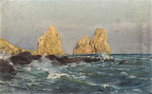 Sea Cliffs Oil Painting by Benes (Benesch) Knuepfer