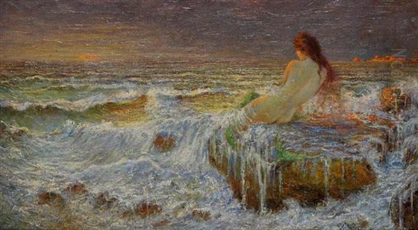 A Naiad In The Surf Oil Painting by Benes (Benesch) Knuepfer