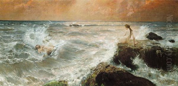 Tritonenkampf Oil Painting by Benes (Benesch) Knuepfer