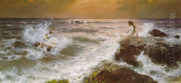 Tritonenkampf Oil Painting by Benes (Benesch) Knuepfer