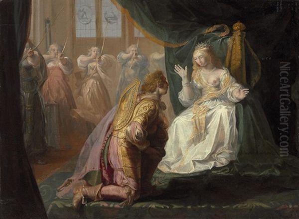 Theseus Proposing Marriage To Phaedra Oil Painting by Nikolaus Knuepfer