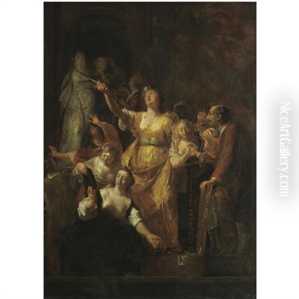 Achilles Discovered Among The Daughters Of Lycomedes Oil Painting by Nikolaus Knuepfer