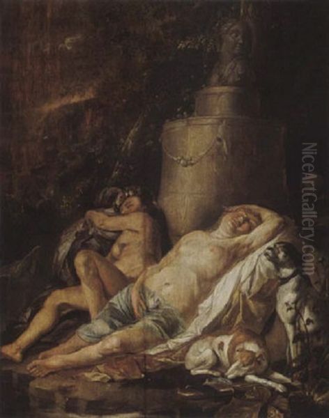 Diana Sleeping Oil Painting by Nikolaus Knuepfer