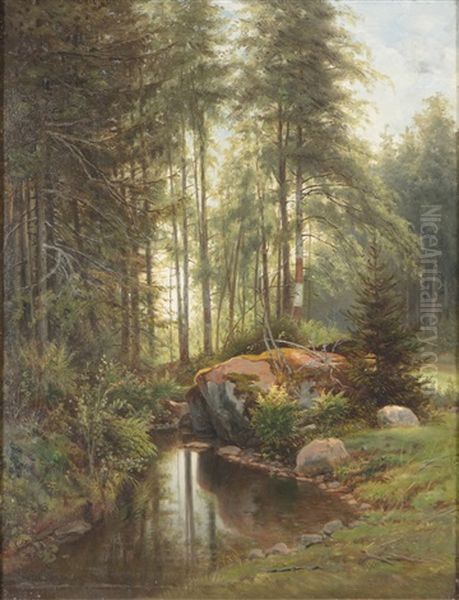 Forest Landscape Oil Painting by Johan Knutson