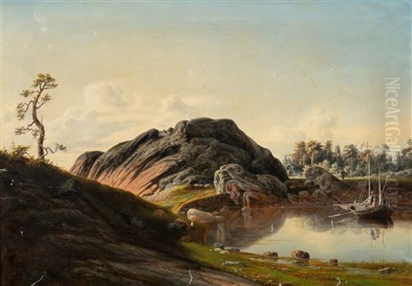 Landscape From Porvoo Oil Painting by Johan Knutson