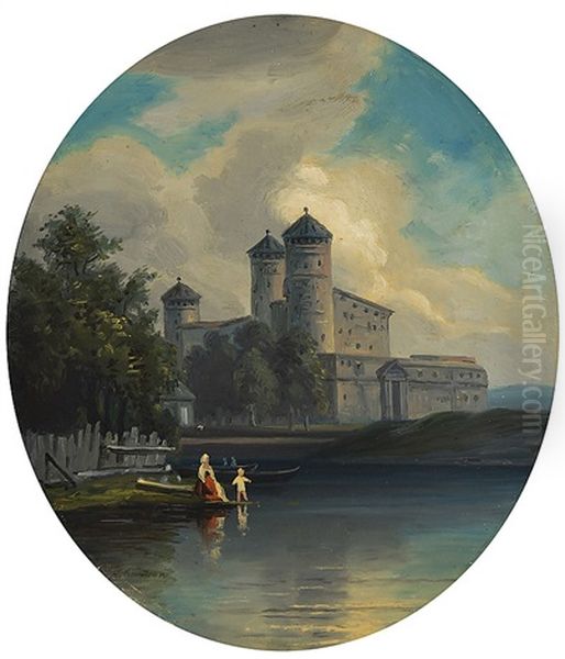 Olavinlinna Castle Oil Painting by Johan Knutson