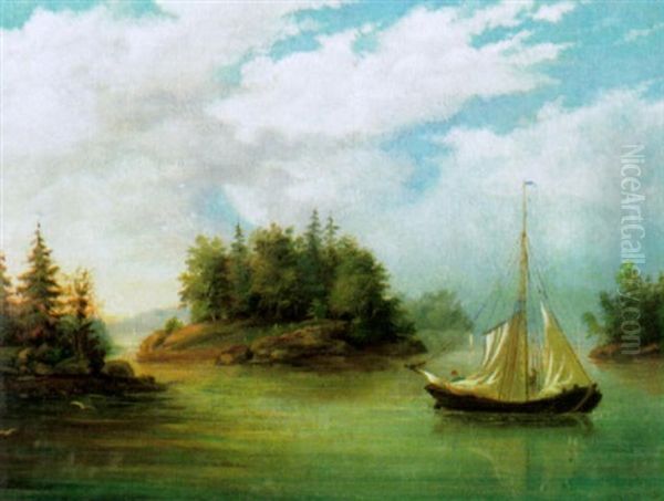 Saaristopurjehdus Oil Painting by Johan Knutson