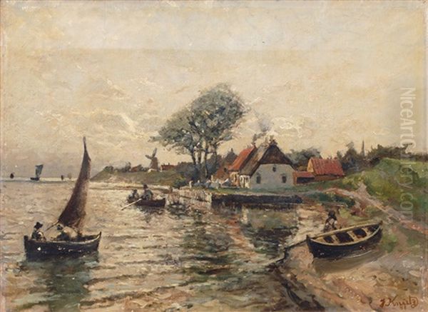 At The Flensburg Fjord Oil Painting by Johann Knutz