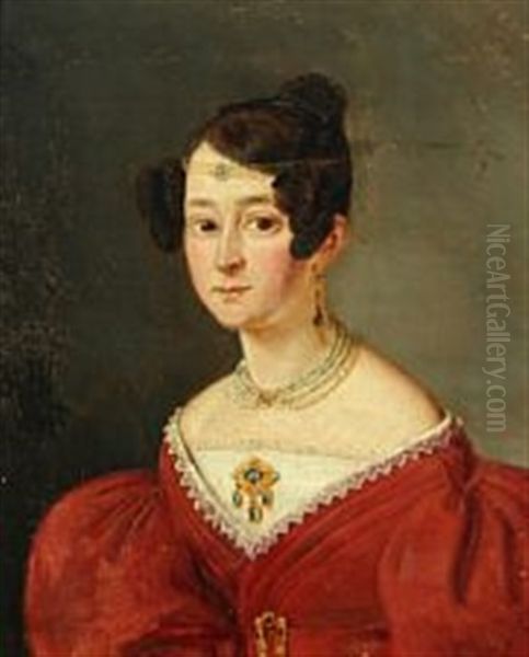 Portrait Of Catharina Kirsten Baroness Wedel-jarlsberg Oil Painting by Christian Ludvig Knutzen (Knudsen)