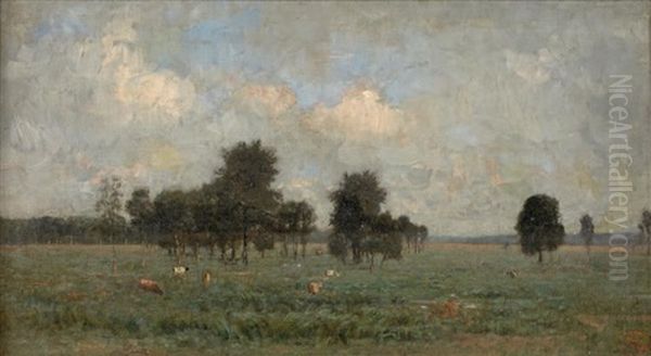 Paysage Aux Vaches Oil Painting by Alfred De Knyff