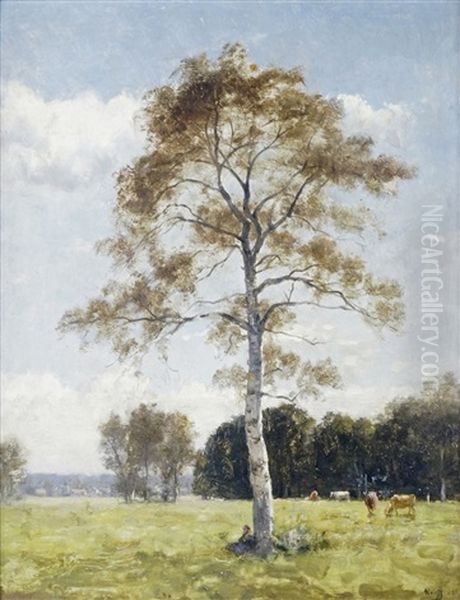 Bergere Au Pied De L'arbre Oil Painting by Alfred De Knyff