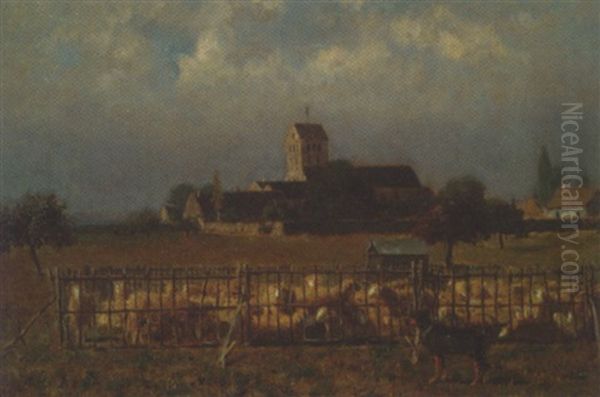 Le Parc Aux Moutons Oil Painting by Alfred De Knyff