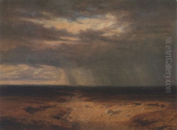 Deux Cavaliers Sous L'orage Oil Painting by Alfred De Knyff