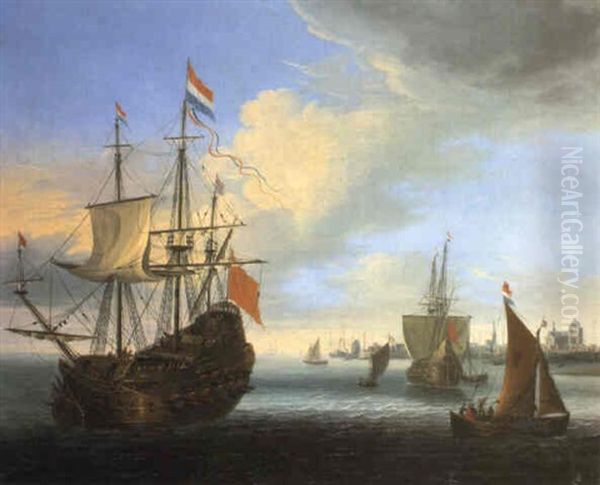 Marine Avec Vaisseaux De Haut Bord Oil Painting by Jacob Knyff