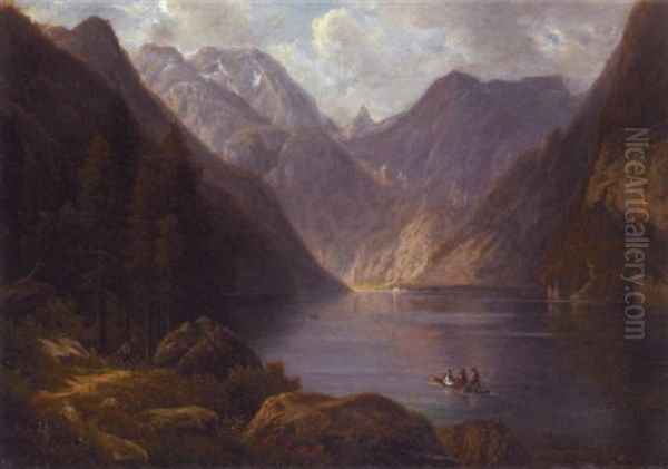 A Boating Party On The Konigsee Oil Painting by Georg Koebel