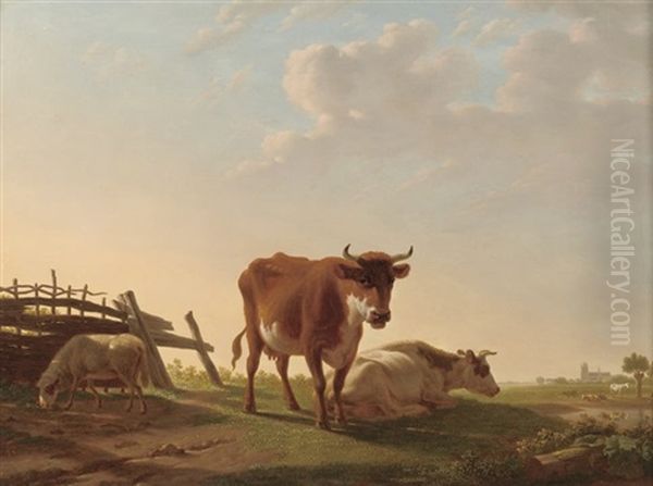 Resting Cattle Oil Painting by Jan Kobell the Younger