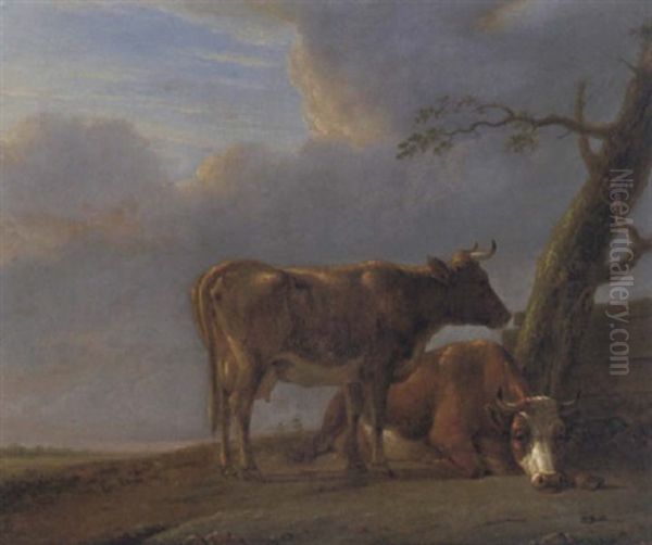 Kuhe Auf Der Weide Oil Painting by Jan Kobell the Younger