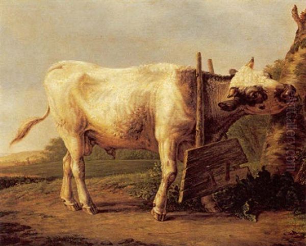 Bull In A Restraint Oil Painting by Jan Kobell the Younger